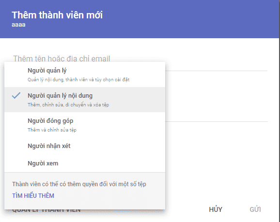 tạo google drive nhóm