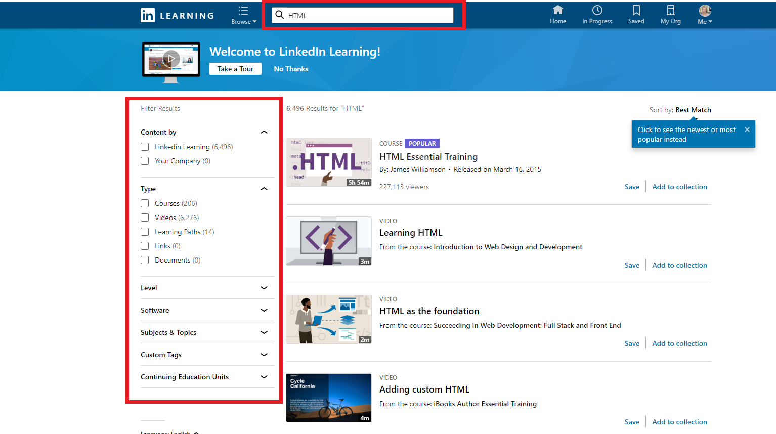 Tài Khoản Lynda giao diện đơn giản