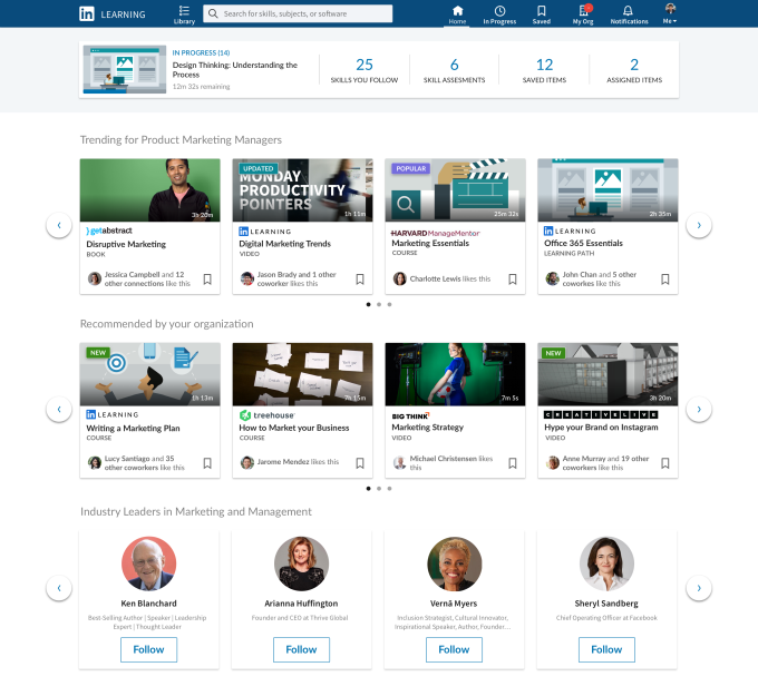 Thư viện LinkedIn Learning khoá học đa dạng